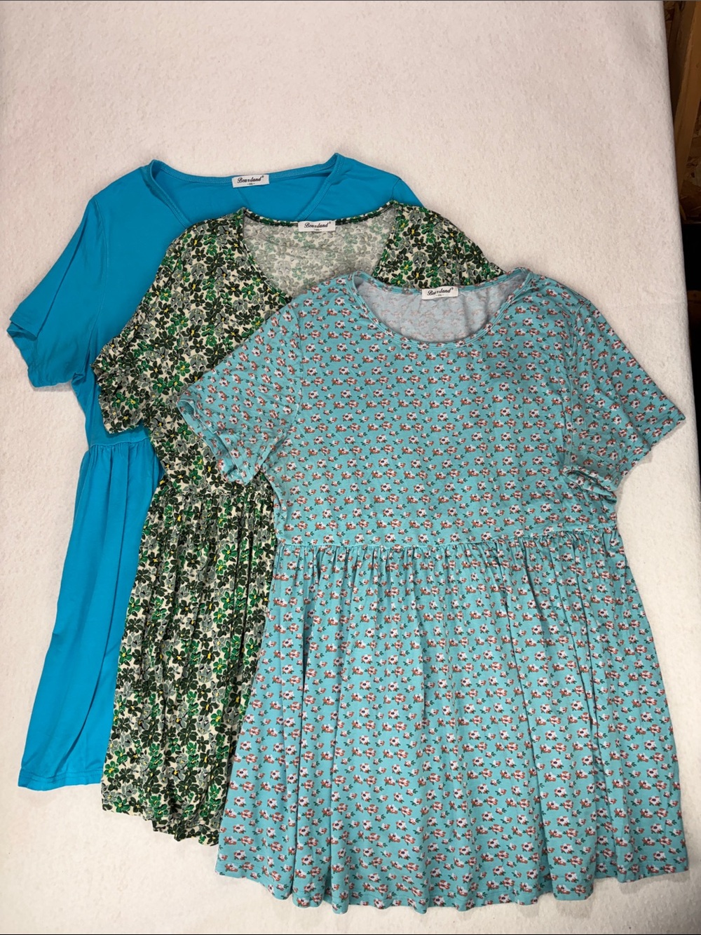 Lot of 3 Bearsland Stretchy Maternity Tops Short Sleeve Babydoll Sz 2XL